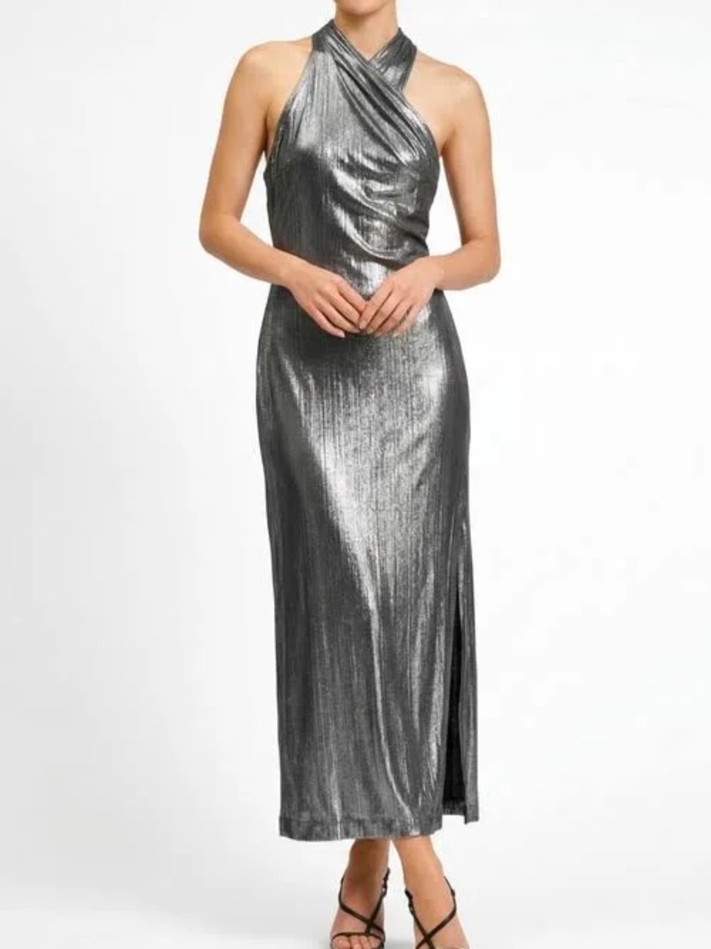 RACHEL Rachel Roy Silver Metallic Maxi Dress